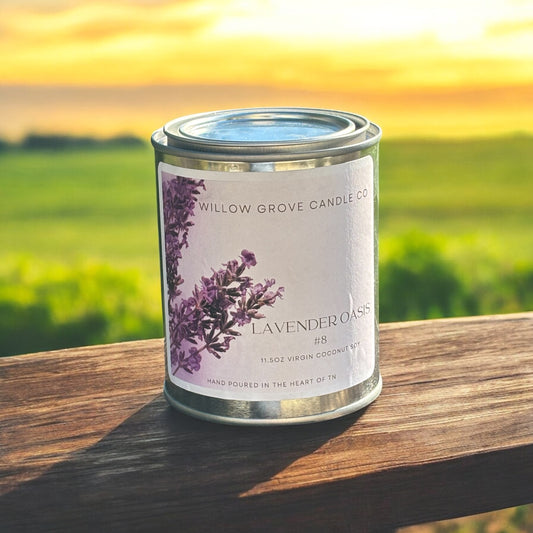 Lavender Oasis--Paint can Candles